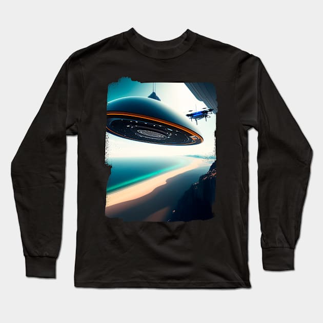 Ufo sighting from a military fighter plane Long Sleeve T-Shirt by igzine